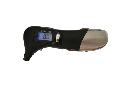 Digital tire pressure gauge with emergency safety tools